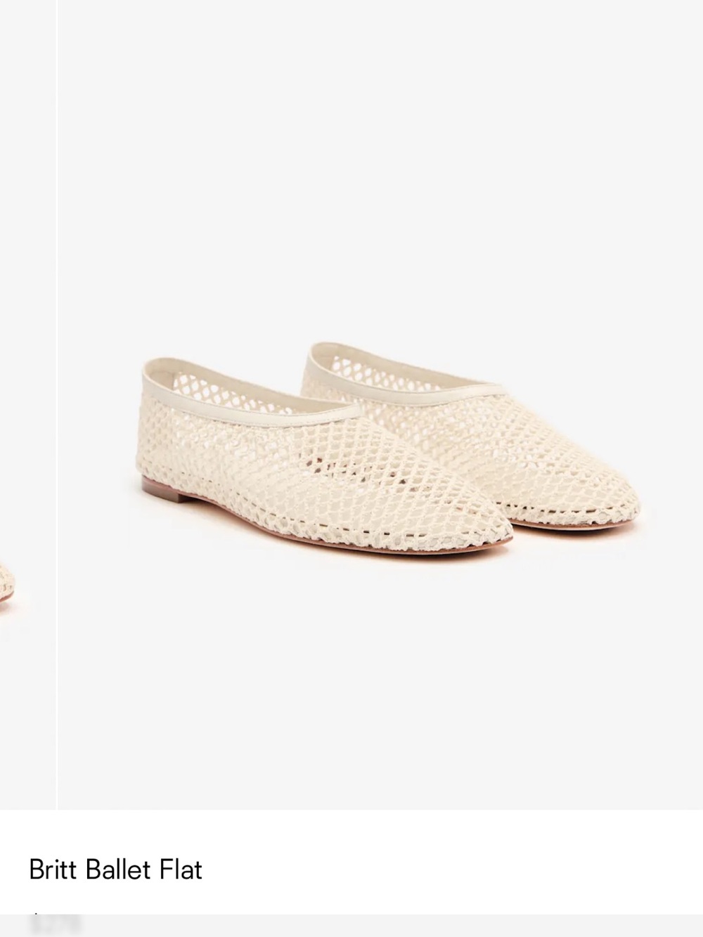 Reformation Britt Crocheted Ballet Flat in Cream, Size 7